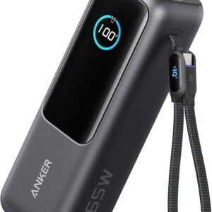 Anker Laptop Power Bank, 25,000mAh Portable Charger with Triple 100W USB-C Ports, Built-in Retractable Cables, Flight-Approved for Travel, Compatible for iPhone 17/16 Series,Macbook,Samsung, and More