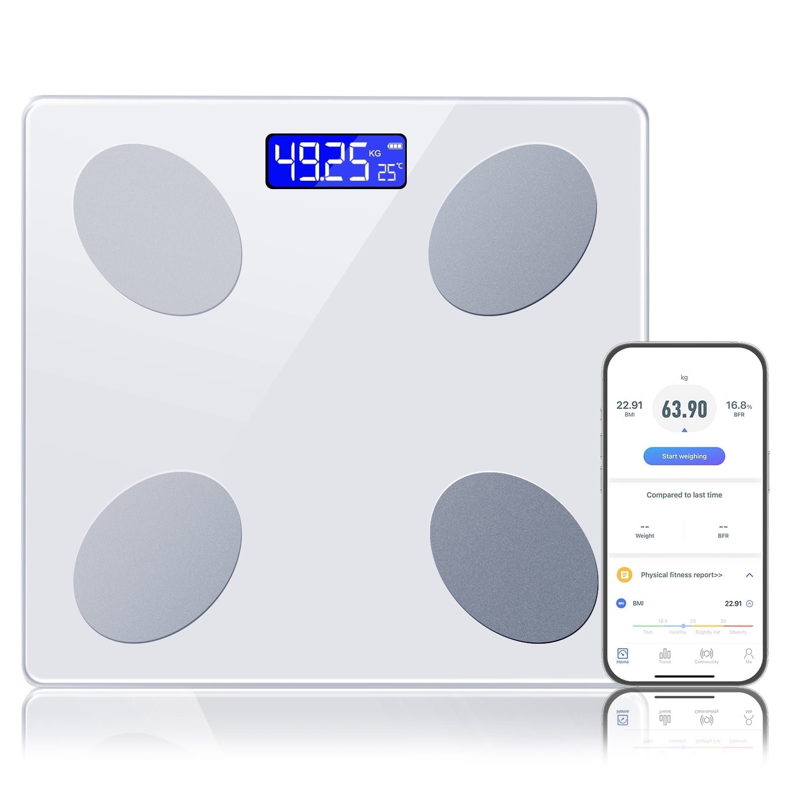 Arevtovis Body Fat Scale, Bluetooth Smart Digital Weight Scale, Body Composition Monitor Health Analyzer with Smartphone App, 400 lbs