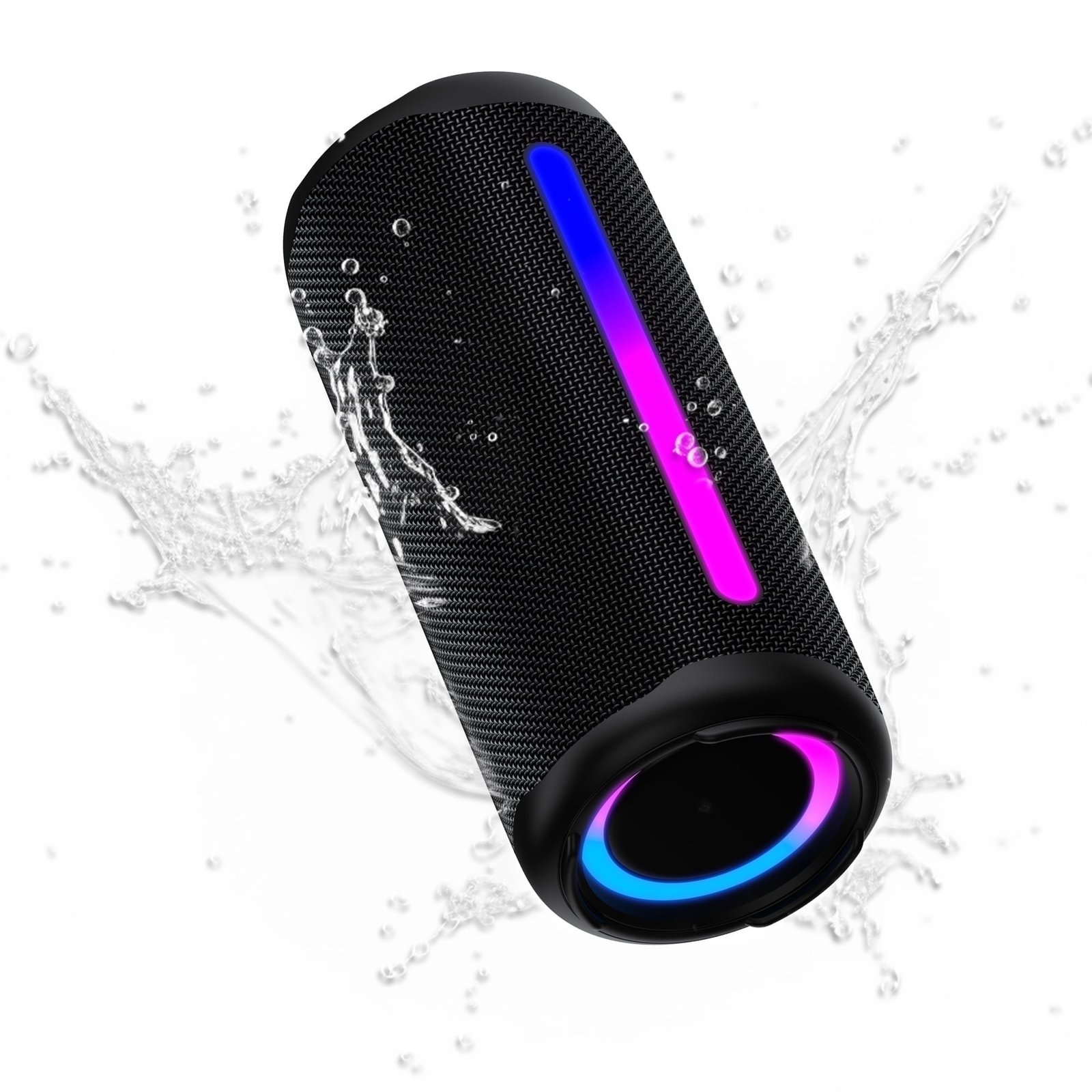 IPX7 Bluetooth Portable Speaker, 30W Loud Sound, Waterproof,  LED Lights, BT 5.3,24H Playtime, for Home Outdoor Party Beach, Birthday Gift (Black)