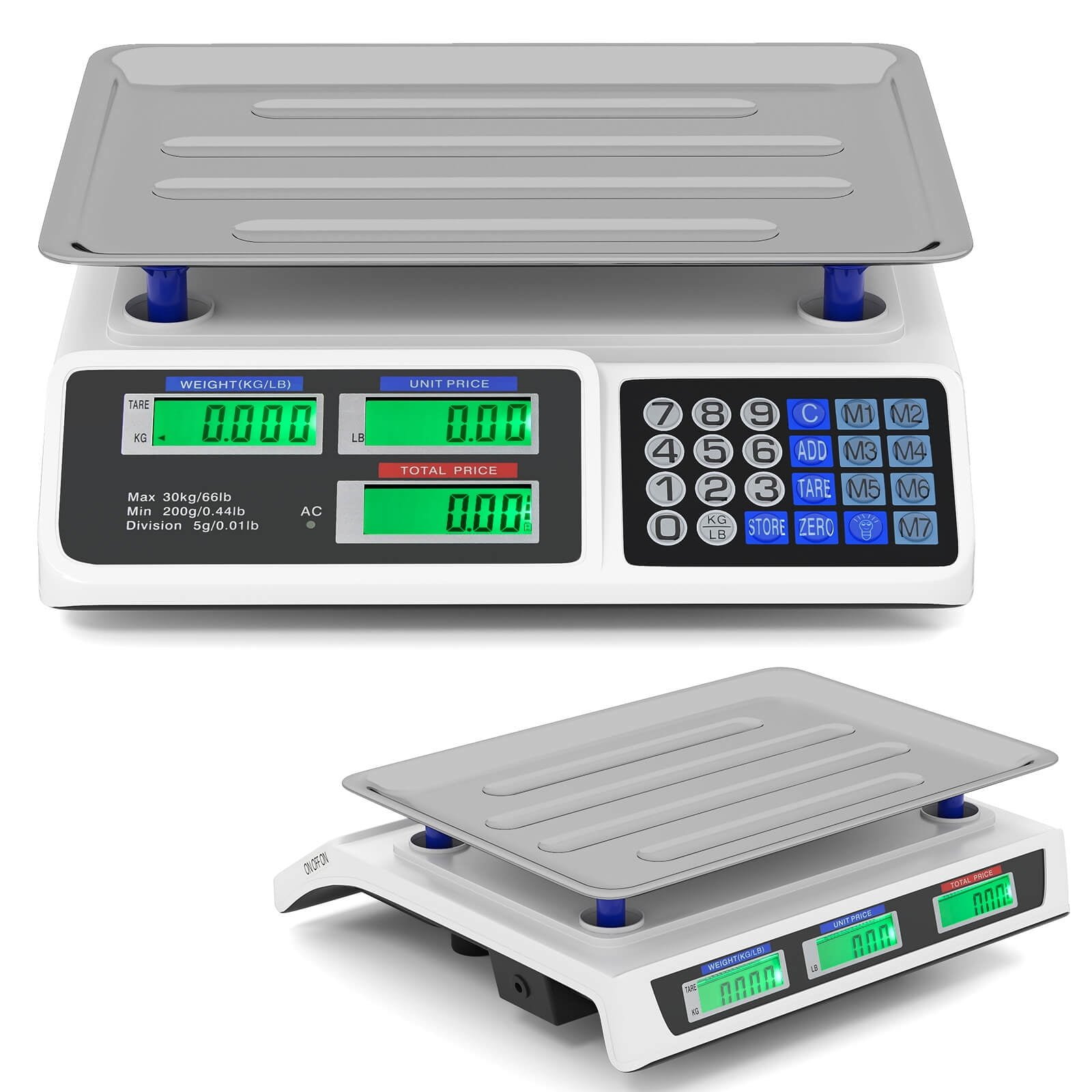 Costway 66lb Price Computing Scale with Dual LCD Displays & Rechargeable Battery