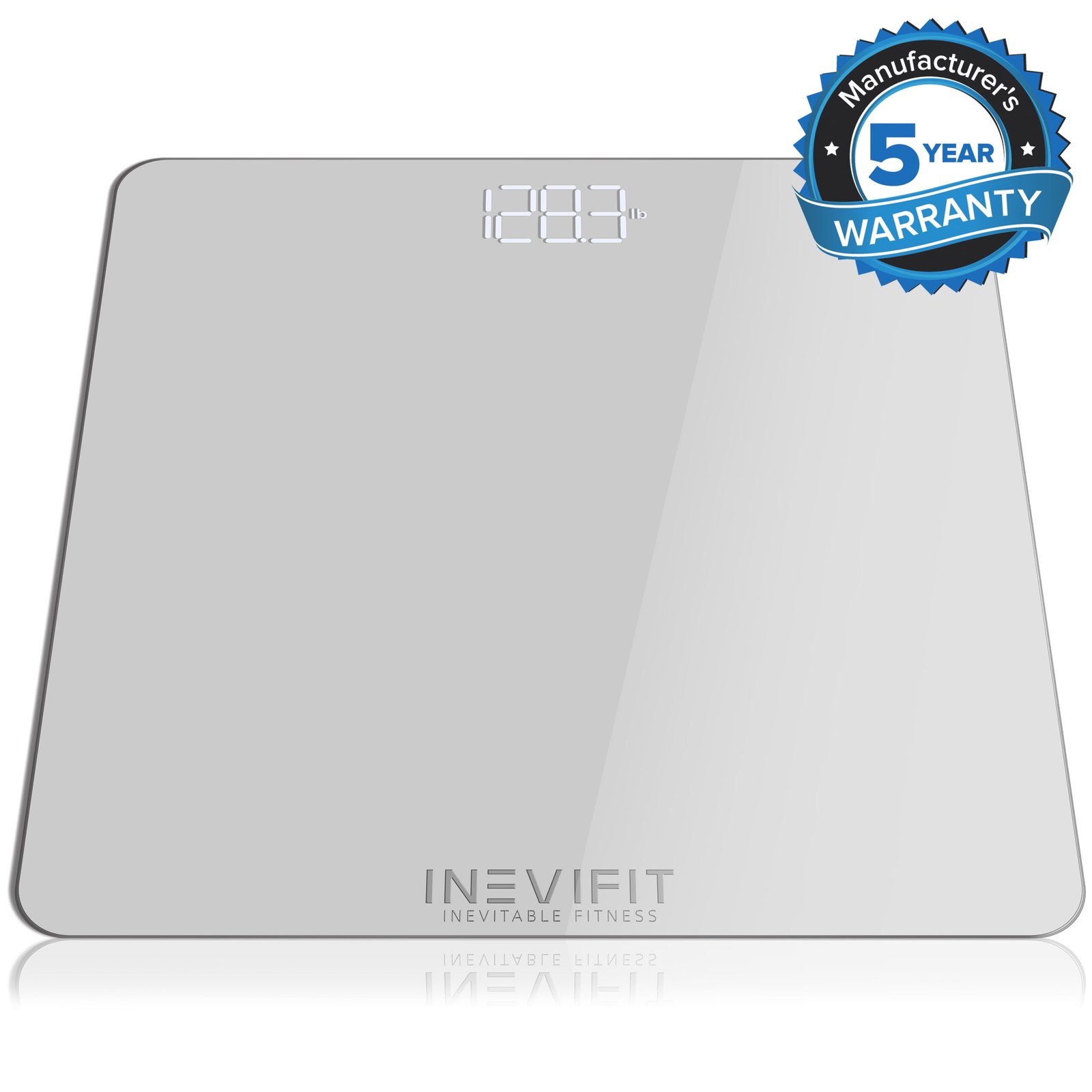 INEVIFIT Bathroom Scale, Highly Accurate Digital Bathroom Body Scale. With 5-Year Warranty - Silver