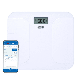 A&D Medical Premium+ Wireless Wide Base Weight Scale, Bluetooth Smart, 550 lb Capacity, UC-356BLE