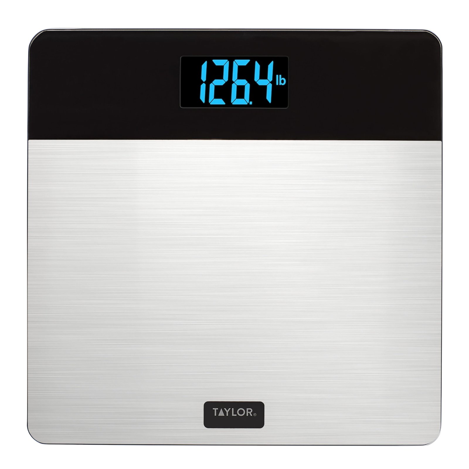 Taylor 12.2" x 12.2" LCD Body Weight Scale Battery Powered, FSA HSA Eligible, 400 lb Capacity, Stainless Steel