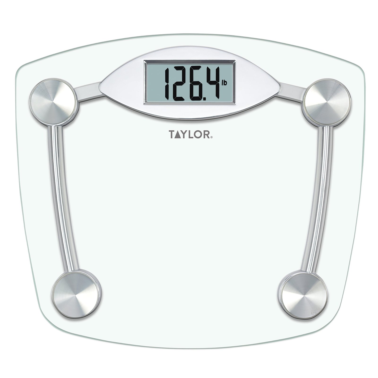 Taylor 13.0"x11.7" Clear Glass Body Weight Scale Battery Powered 400 lb Capacity
