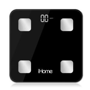 iHome Smart Bluetooth Digital Battery Powered Bathroom Scale, Body Weight & BMI Weighing 397 lbs with Fit+ Personal Coach App, FSA and HSA Eligible, Black